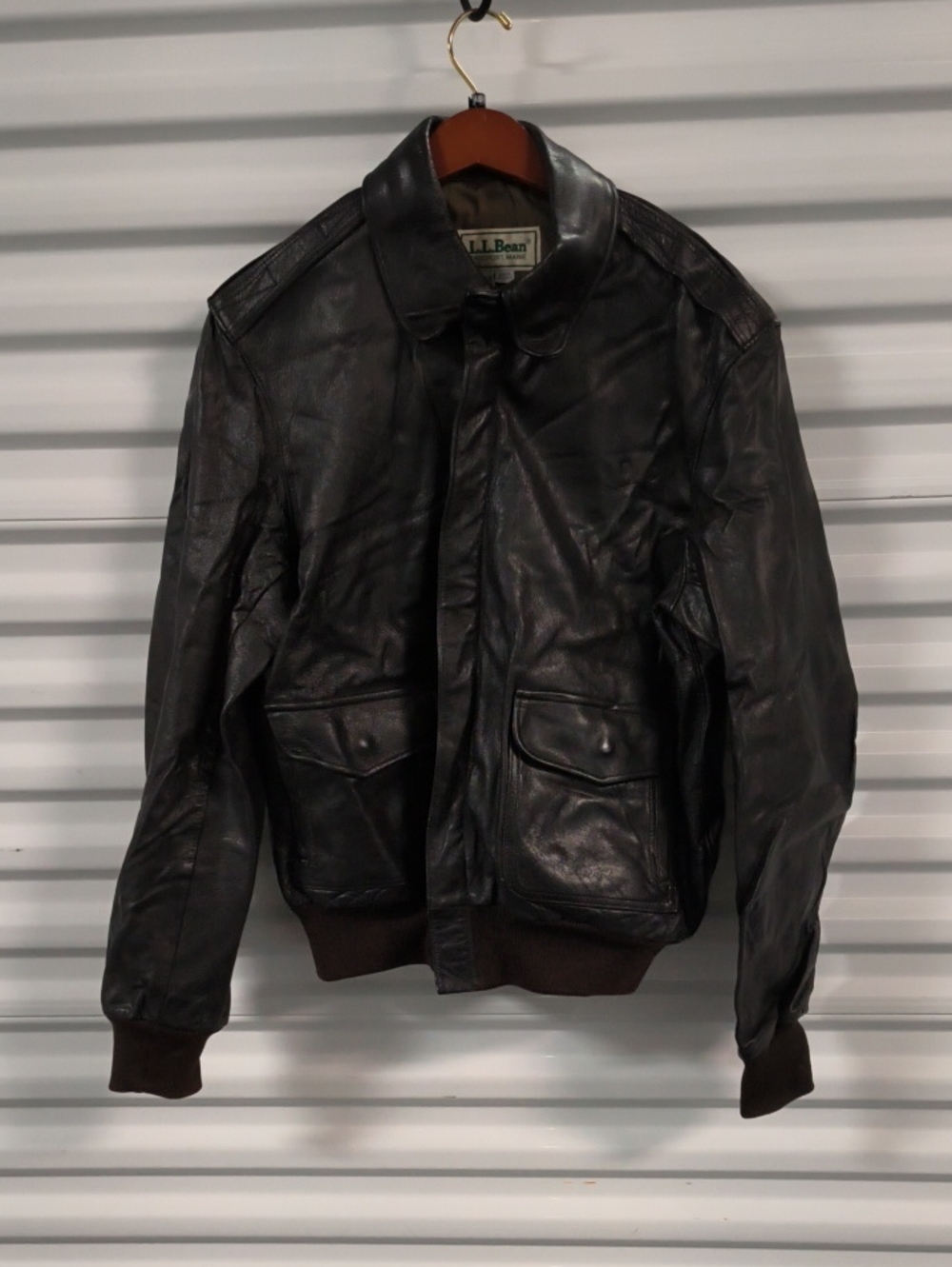 Vtg L.L. Bean USA A2 Leather Flying Tiger Bomber Jacket 42 Long Talon Military